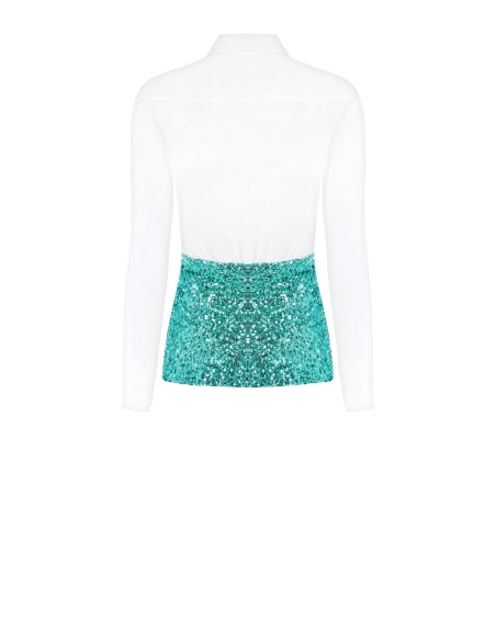 Camisa com barra coberta de lantejoulas Rinascimento