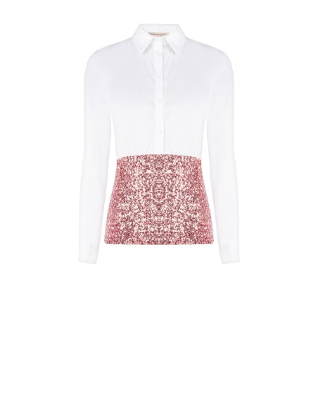 Camisa Com Bainha Coberta De Lantejoulas Rinascimento