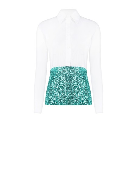 Camisa com bainha coberta de lantejoulas Rinascimento