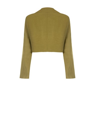 Blazer Cropped em Mistura de Linho Rinascimento