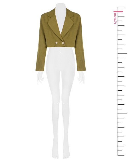 Blazer Cropped em Mistura de Linho Rinascimento