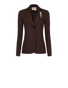 Blazer cintado com broche de strass Rinascimento