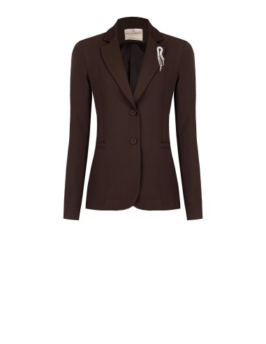 Blazer cintado com broche de strass Rinascimento
