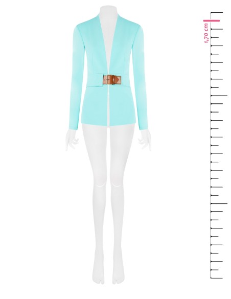 Blazer em scuba crepe sem lapelas com cinto em pele sintética Rinascimento