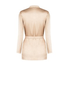 Casaco aberto em cetim com efeito ligeiramente amassado, com ombreiras e cinto coordenado Rinascimento 2