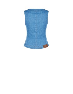 Colete justo de corte longo em ganga leve elástica Rinascimento 2