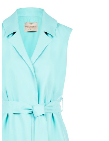 Colete Longo Aberto em Viscose com Efeito Ligeiramente Amassado com Cinto Coordenado Rinascimento