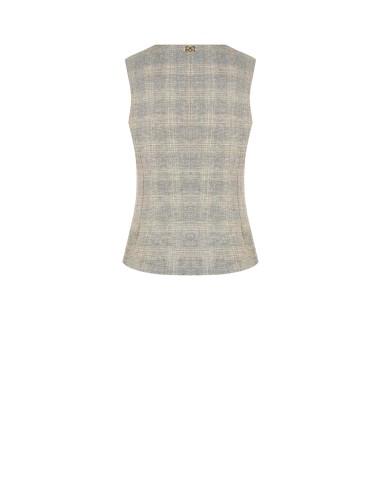 Colete amplo em mistura de algodão e linho xadrez Rinascimento