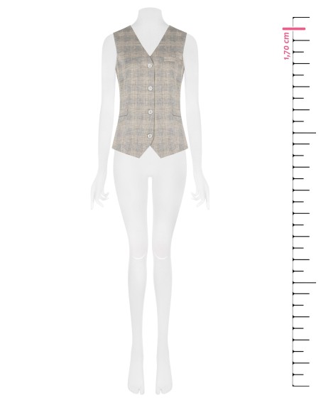 Colete Amplo em Mistura de Algodão e Linho a Quadros Rinascimento