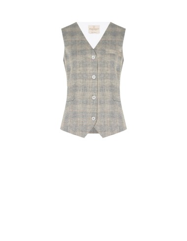 Colete amplo em mistura de algodão e linho xadrez Rinascimento