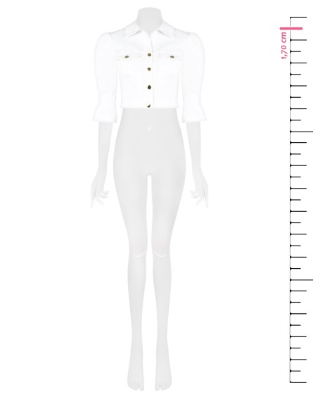 Casaco cropped em ganga elástica com bolsos pequenos Rinascimento