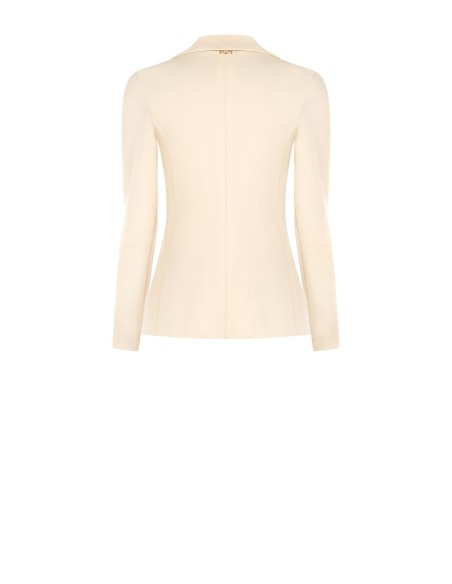 Blazer Curto Acinturado Em Algodão Misto Rinascimento