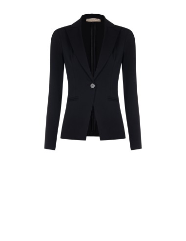 Blazer curto entalhado em mistura de algodão Rinascimento