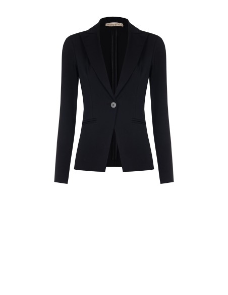 Blazer curto entalhado em mistura de algodão Rinascimento