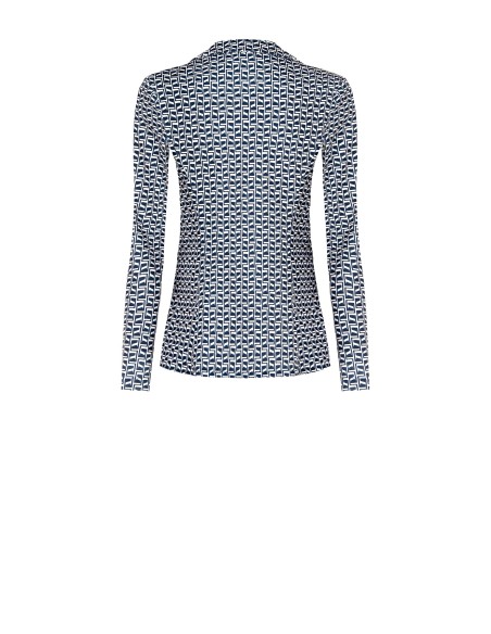 Blazer cinturado em scuba crepe estampado Rinascimento