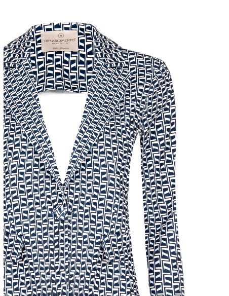 Blazer cinturado em scuba crepe estampado Rinascimento