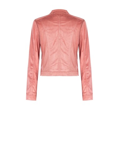 Jaqueta biker curta e acinturada em imitação camurça Rinascimento