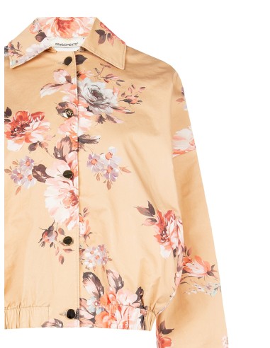 Casaco bomber com estampa floral em algodão Rinascimento
