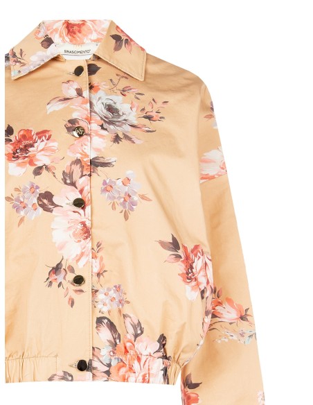 Casaco bomber com estampa floral em algodão Rinascimento