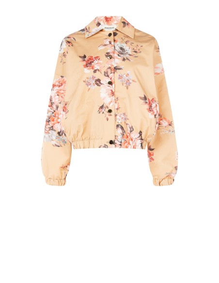 Casaco bomber com estampa floral em algodão Rinascimento