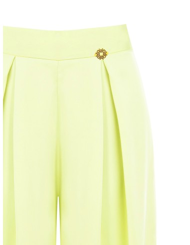 Calças Palazzo Em Cetim Com Pences Rinascimento