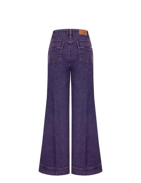 Jeans Palazzo Colorido Com Bainha Alta Rinascimento