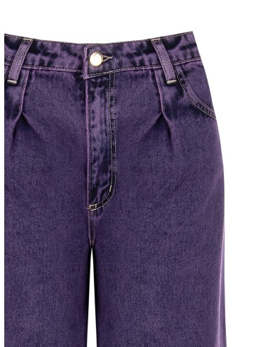 Jeans palazzo colorido com bainha alta Rinascimento