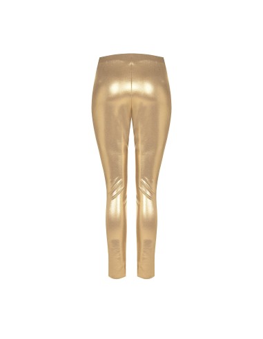 Calças cigarette skinny em laminado dourado Rinascimento