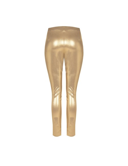 Calças cigarette skinny em laminado dourado Rinascimento