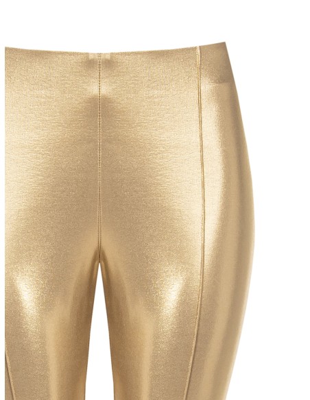 Calças cigarette skinny em laminado dourado Rinascimento