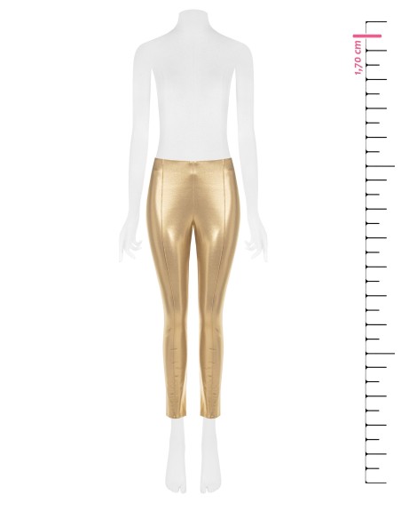 Calças Cigarette Skinny em Laminado Dourado Rinascimento