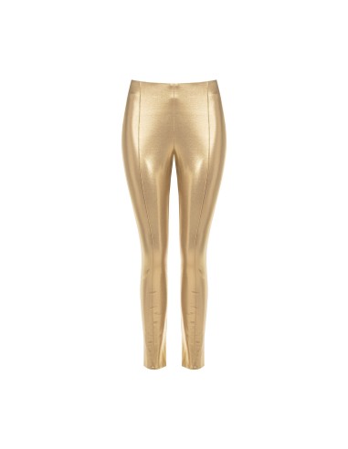 Calças cigarette skinny em laminado dourado Rinascimento
