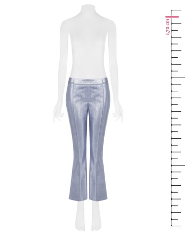 Calças boca de sino em denim laminado Rinascimento