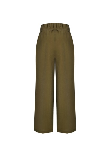 Calças Palazzo Em Tecido Ligeiramente Amarrotado Com Tachas Rinascimento