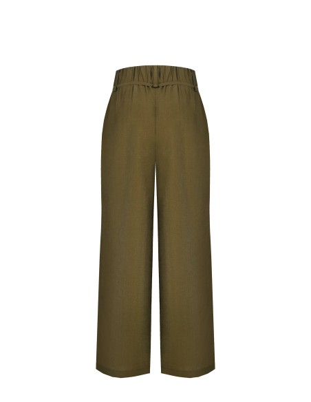 Calças Palazzo Em Tecido Ligeiramente Amarrotado Com Tachas Rinascimento