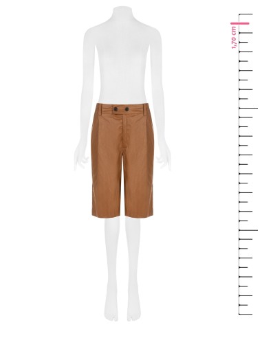 Bermudas retas em mistura de viscose laminada com elástico atrás Rinascimento