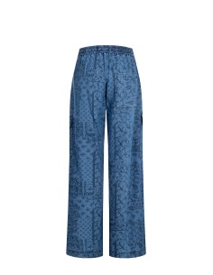 Calças Palazzo Cargo em Ganga Leve Estampada Rinascimento 2