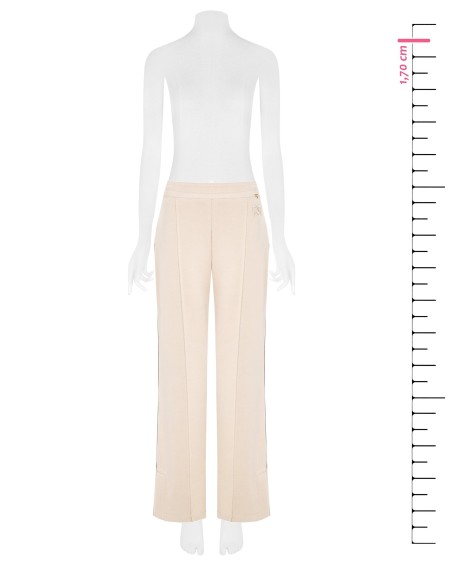 Calças palazzo em neoprene leve com logótipo Rr em relevo Rinascimento