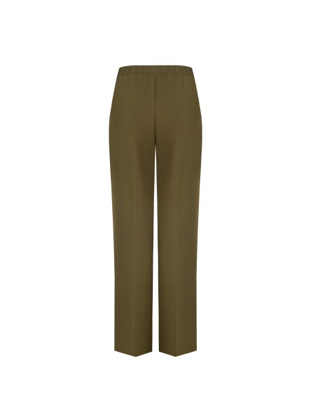 Calças palazzo em tecido bi-stretch com elástico atrás e bolsos Rinascimento