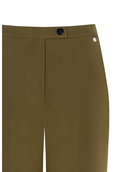 Calças Palazzo em Tecido Bi-Stretch com Elástico Atrás e Bolsos Rinascimento