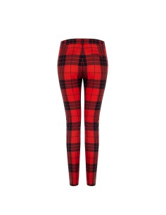 Calças Skinny Cropped Tartan com Botão Dourado Rinascimento 2