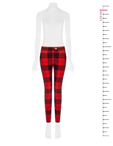 Calças skinny cropped tartan com botão dourado Rinascimento