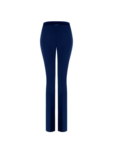 Calças Flare Em Tecido Técnico Com Faixa Na Cintura Em Cetim Rinascimento