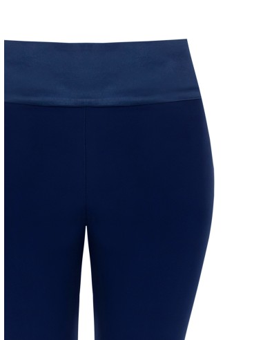 Calças evasé em tecido técnico com faixa na cintura em cetim Rinascimento