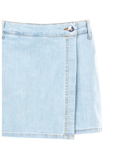 Minissaia-pantalão em denim transpassado Rinascimento