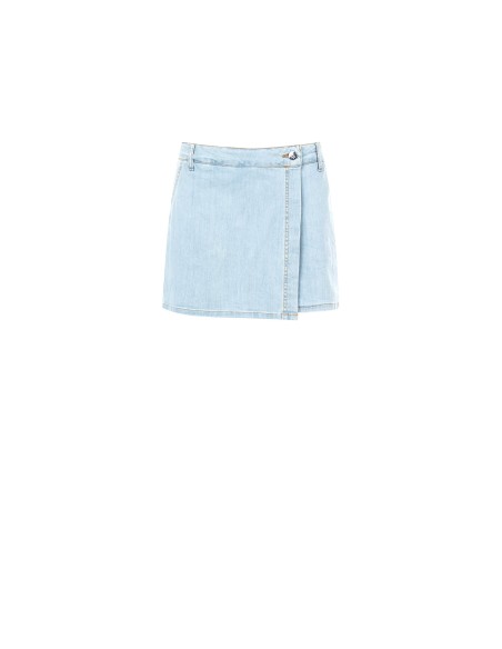 Minissaia-calça em Denim transpassada Rinascimento