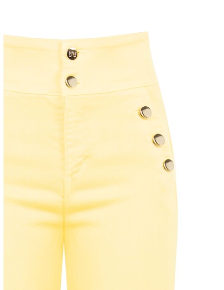 Jeans elásticos direitos de cintura alta com botões Rinascimento