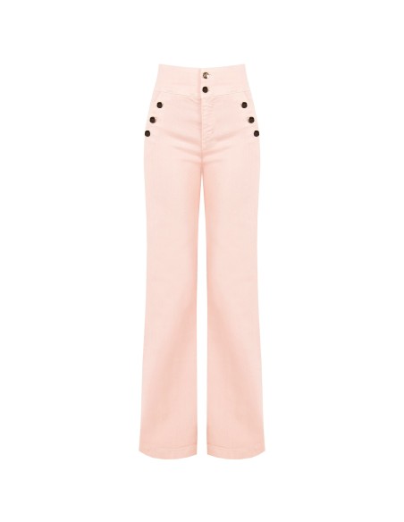 Jeans elásticos retos de cintura alta com botões Rinascimento