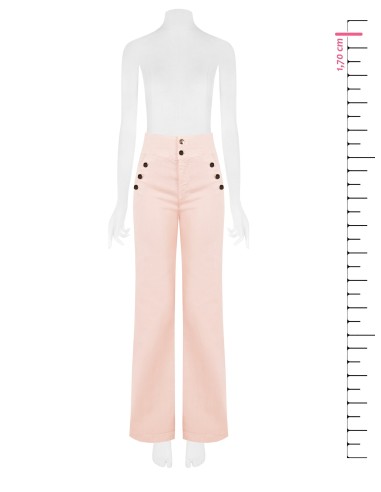 Jeans elásticos de corte direito e cintura alta com botões Rinascimento