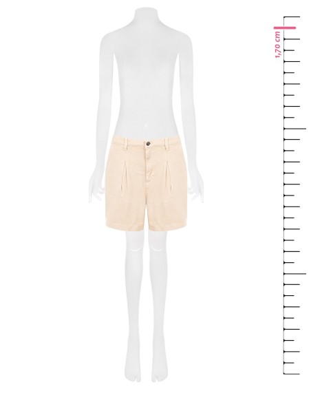 Calças Curtas Largas em Ganga com Pences e Glitter Rinascimento